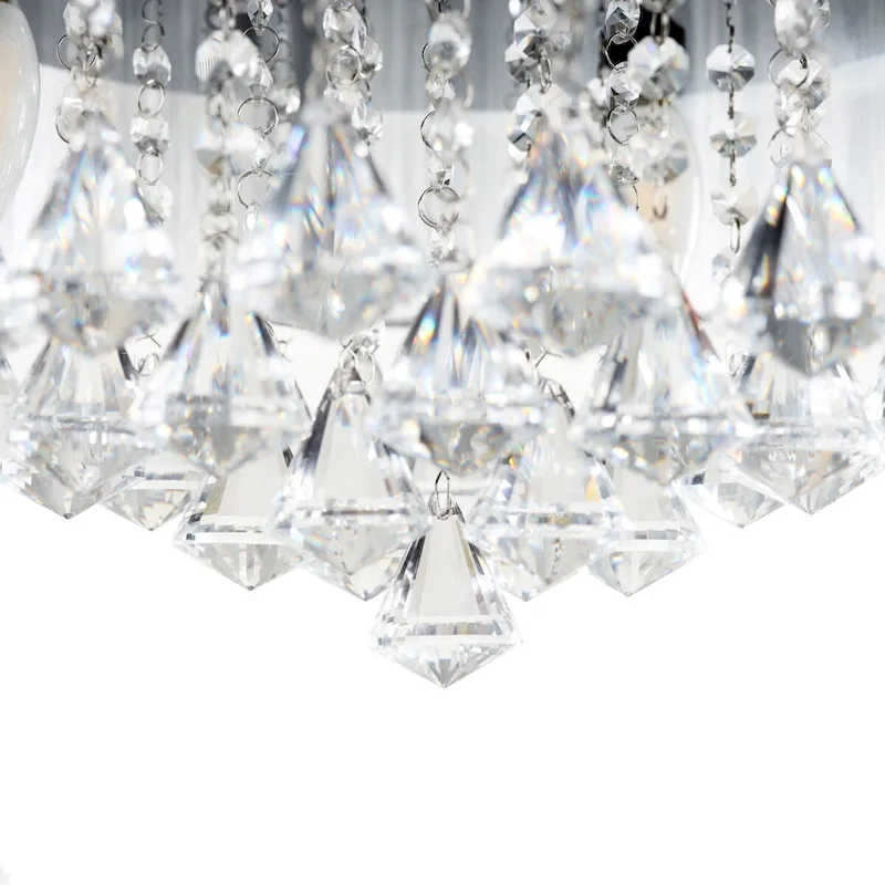 36-in Modern Chrome 3-Blades Crystal Retractable Chandelier Ceiling Fan with Remote and Light Kit - 36 Inches