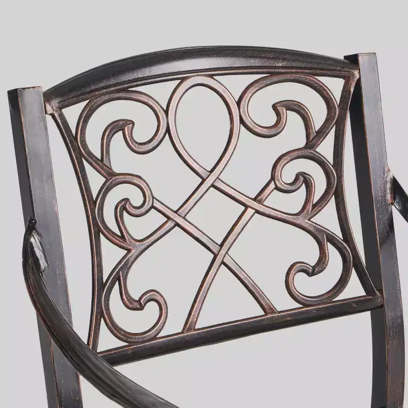 2pk Waterbury Aluminum Patio Barstools Copper - Christopher Knight Home: Traditional Scroll Design, Weather-Resistant