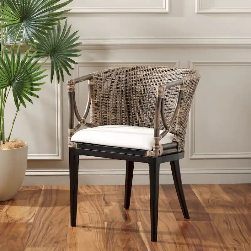 SAFAVIEH Olafia Dining Brown/ Black Arm Chair - 22.3