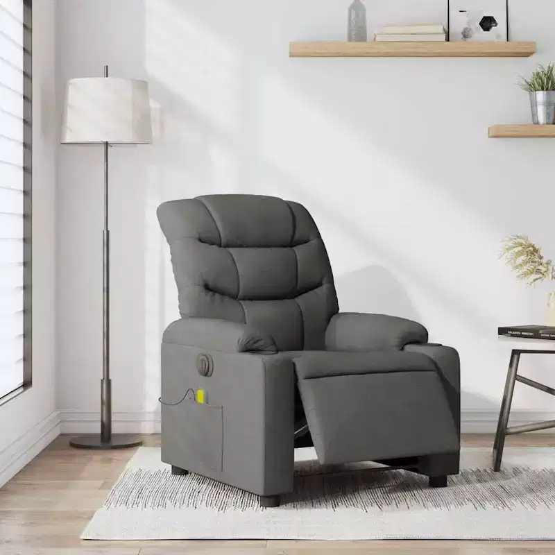Dark Gray Fabric Electric Massage Recliner Chair, 1-Seat