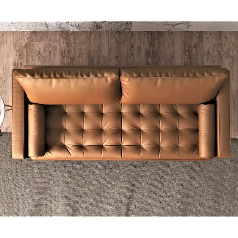 US Pride Faux Leather Mid-century Modern Sofa