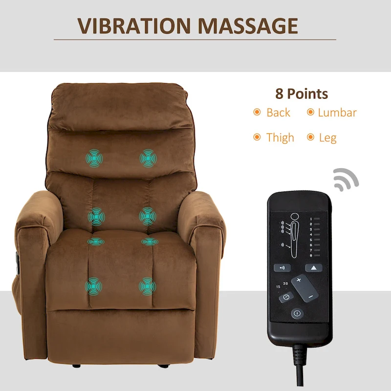 HOMCOM Electric Power Lift Recliner, Upholstered Vibration Massage Chair with Remote Control