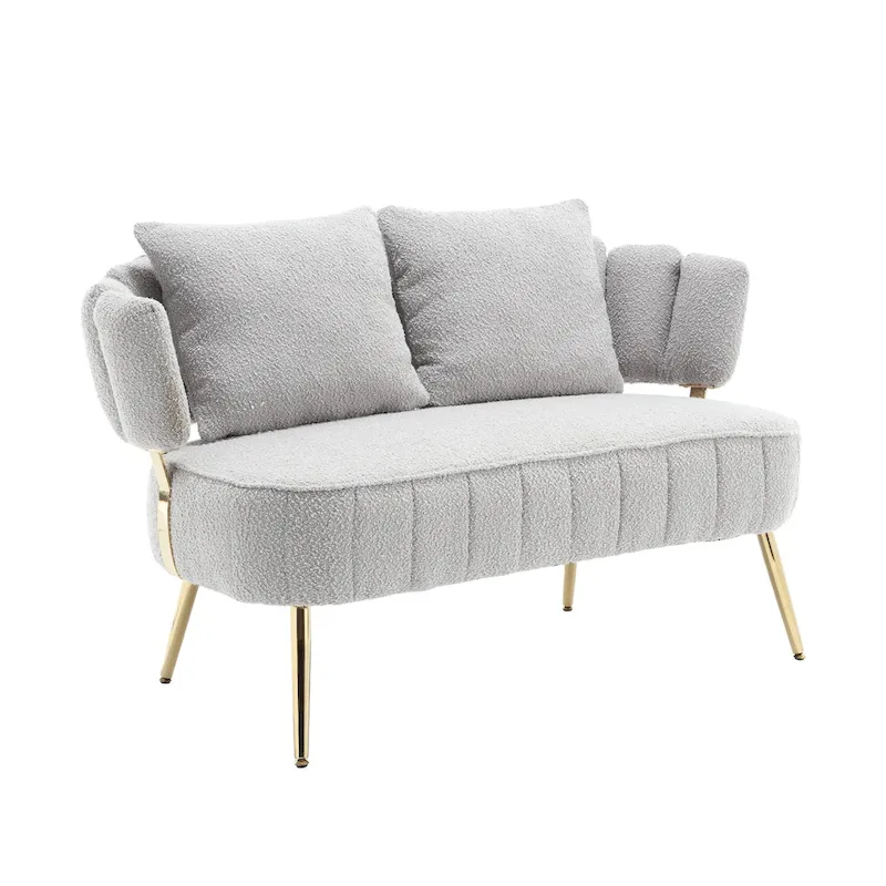 Modern Upholstered Armsofa Tufted Sofa with Metal Frame
