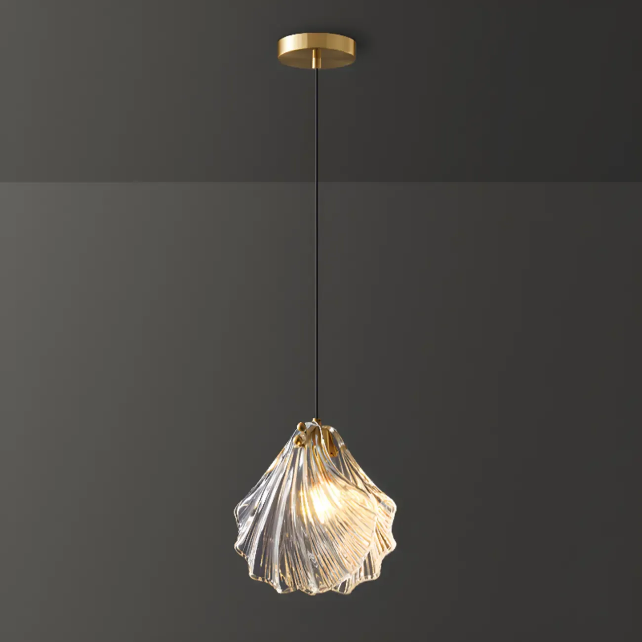 Modern Gold Clear Glass Shell Pendant Light