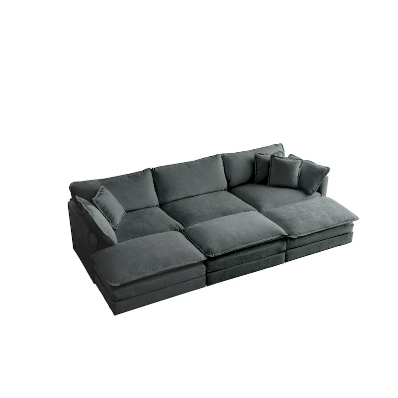 Deep Seat Reversible Modular 6 Seater U-Shaped Sectional Sofa 3 with Ottomans