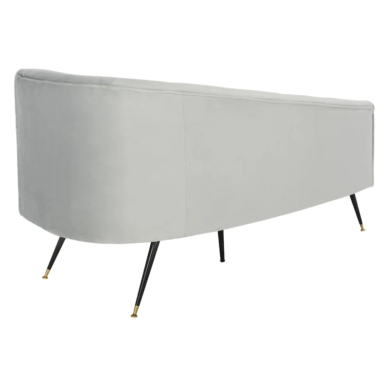 SAFAVIEH Helgrit Black/Gold Velvet Retro Glam Settee - 57.5  W x 27  D x 28  H - 58Wx27Dx28H