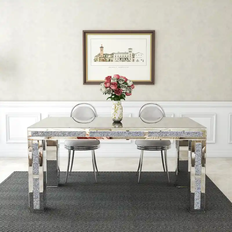 Rectangular Dining Table with Crushed Diamond