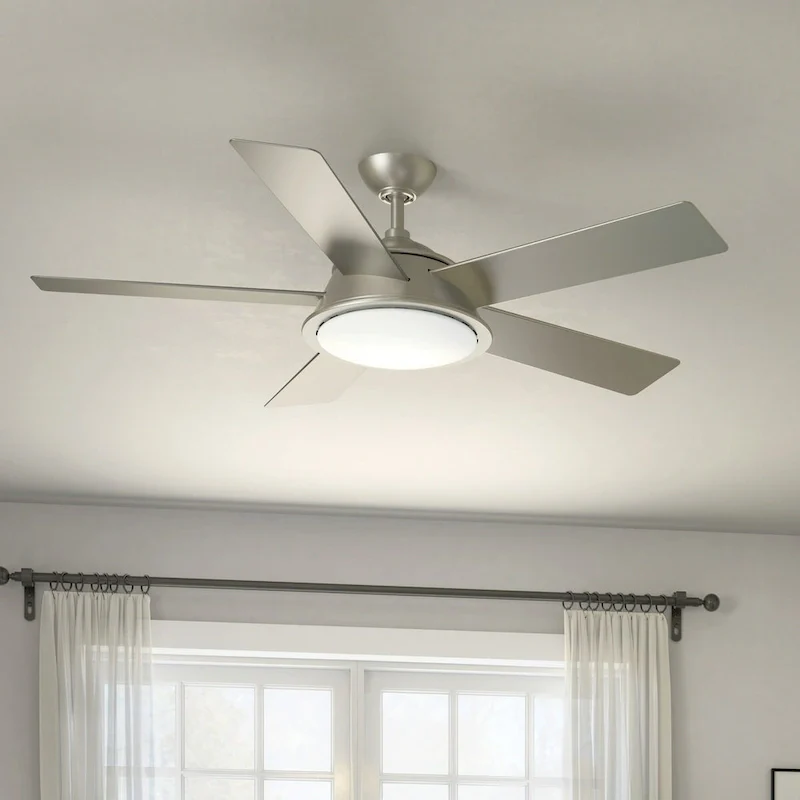 Kichler Verdi 56 Inch LED Ceiling Fan Brushed Nickel with Silver and Driftwood Blades