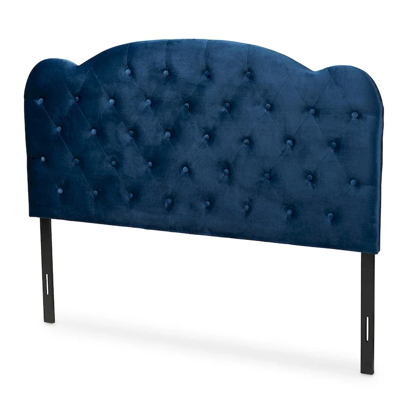 Modern and Contemporary Velvet Upholstered Headboard - Navy Blue