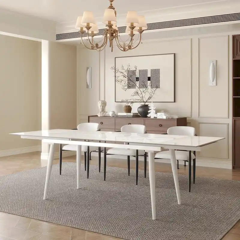 94.48 Rectangular Extendable Sintered Stone Dining Table
