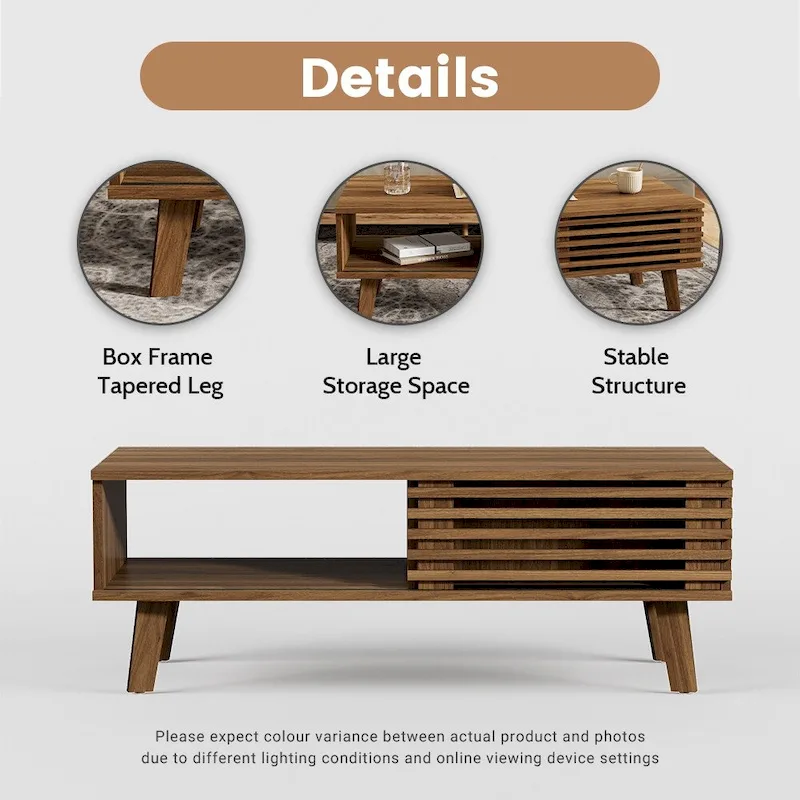 FURNIWAY Slatted Coffee Table