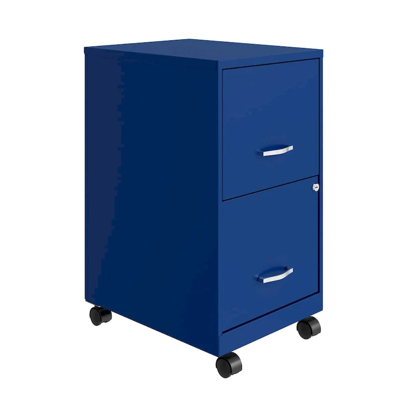 Blue 2-Drawer Mobile File Cabinet, Letter Size, 1-Person