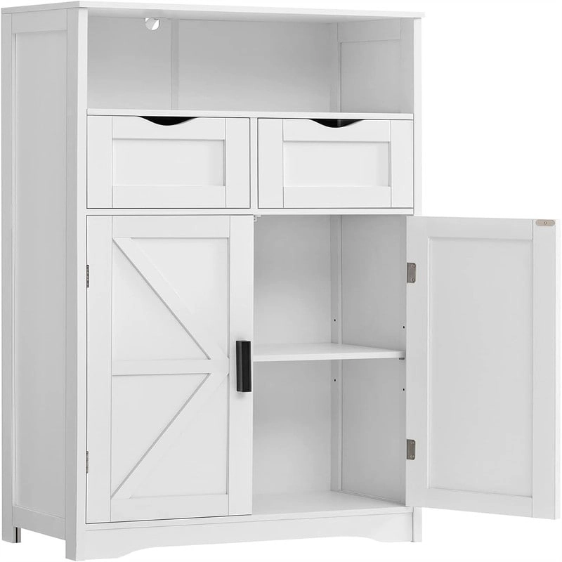 Floor Cabinet with 2 Doors 2 Drawers - 11.4 D x 23.6 W x 42.7 H