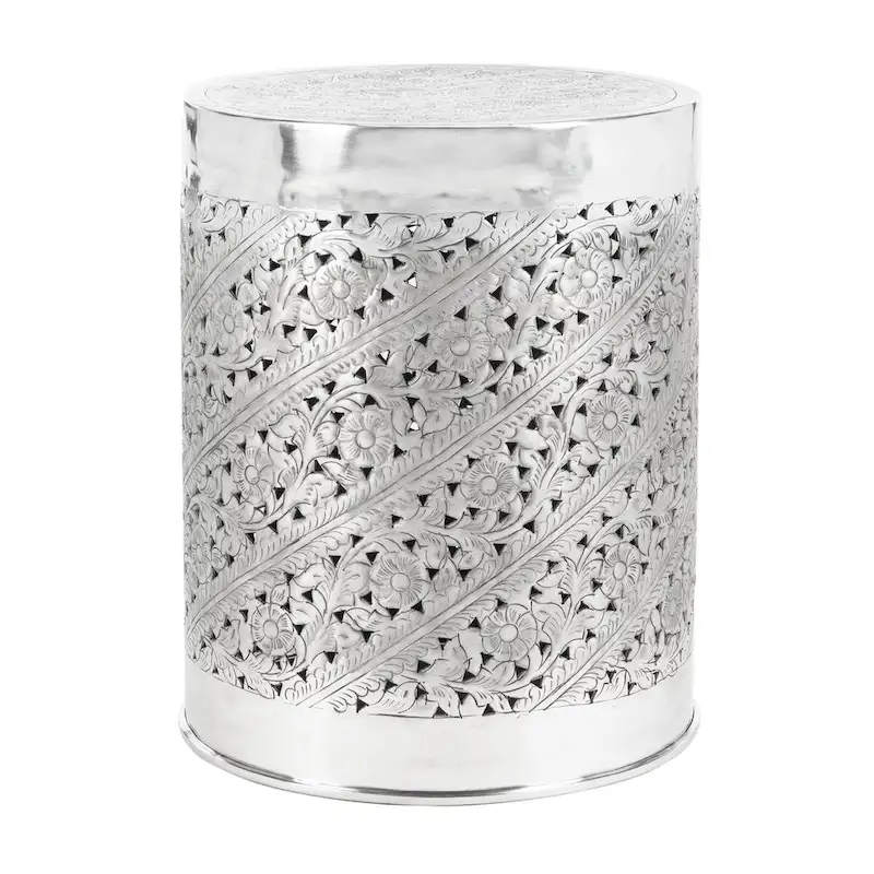 Silver Round End Table for 1, Metal Frame, 15