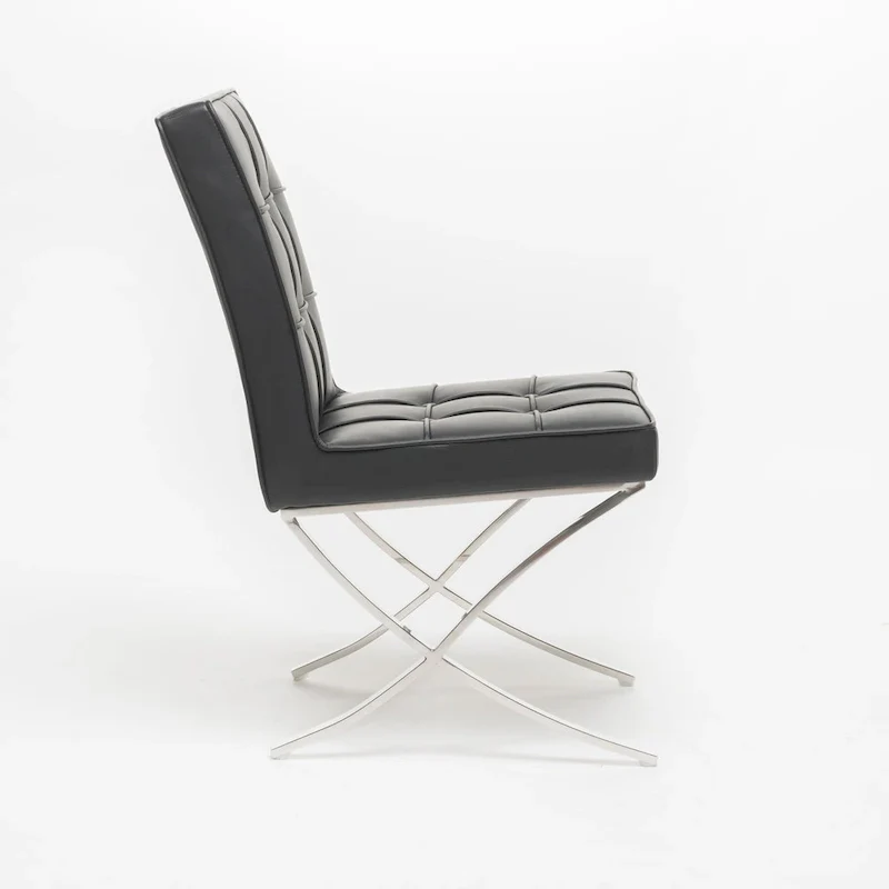 Milania Modern Button Tufted Leather Dining Chairs (Set of 2) by Christopher Knight Home