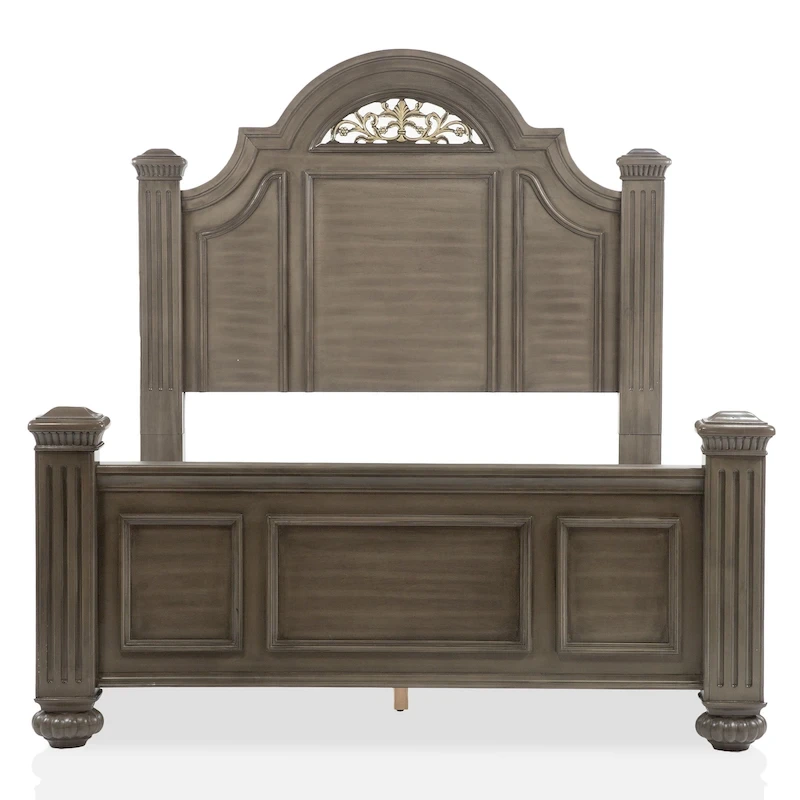 Vame Traditional Grey Wood 5-Piece Poster Bedroom Set by Furniture of America