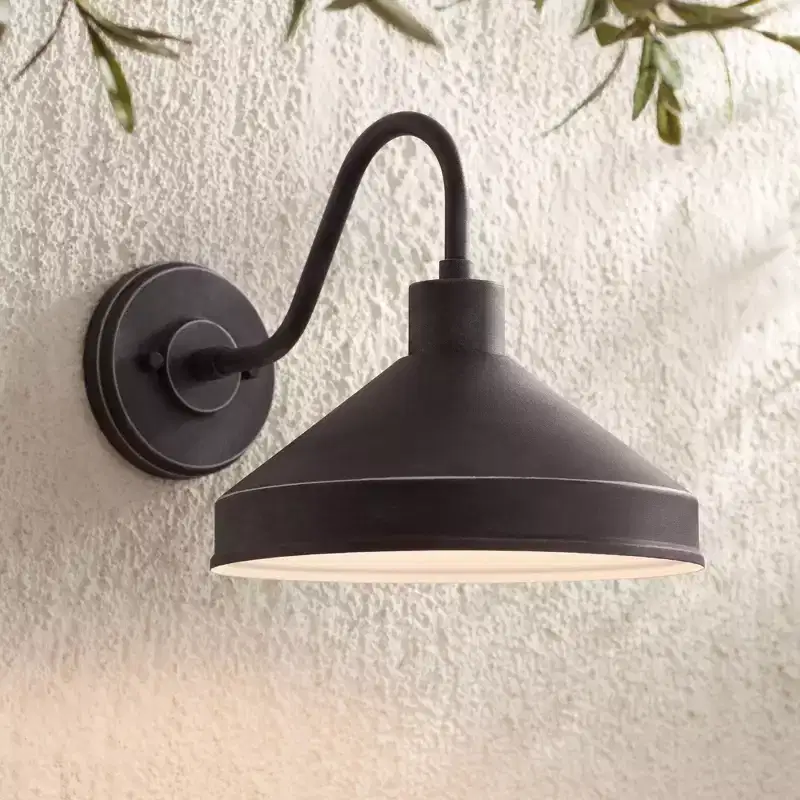 Franklin Iron Works Ashe 10 High Modern Outdoor Wall Light Fixture Mount Porch House Exterior Outside Dark Sky Weatherproof Iron Black Finish Metal