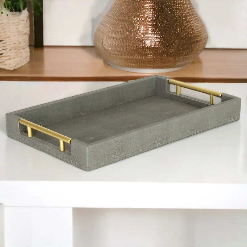 Lusan Faux Shagreen Tray with Handles