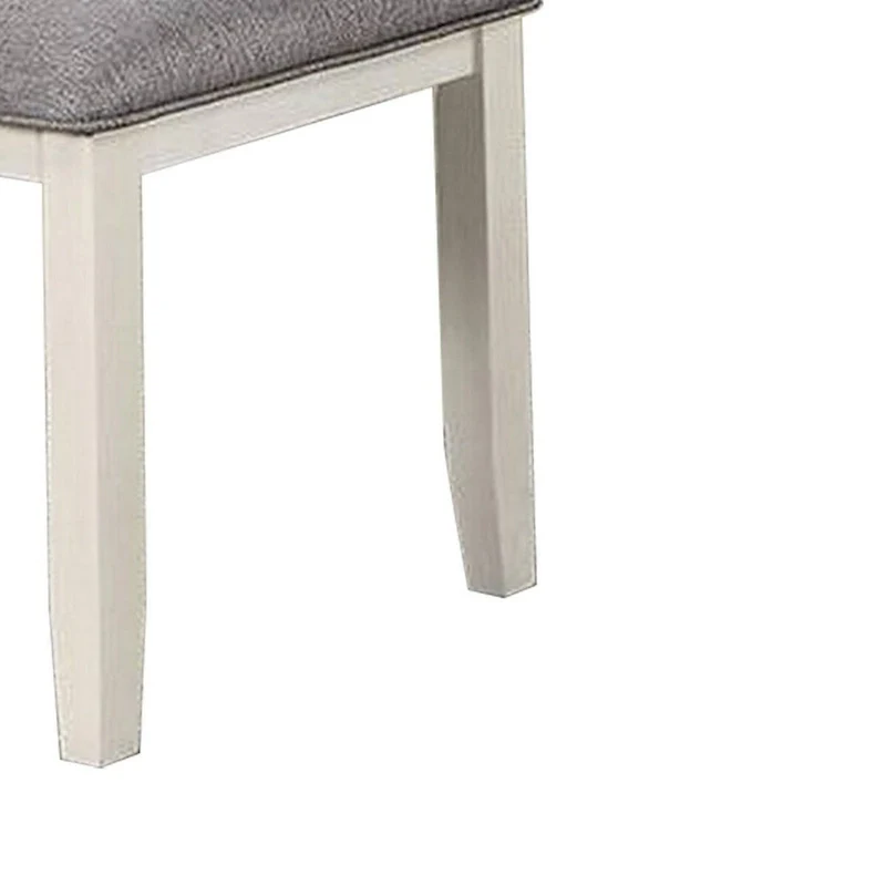 Classic Dining Side Chair with Padded Seat, Set of 2, Gray and White