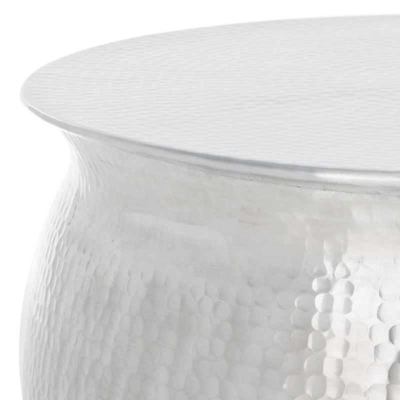 SAFAVIEH Karel Silver Metal Table Stool - 24 W x 24 L x 16.8 H - 24Wx24Dx17H