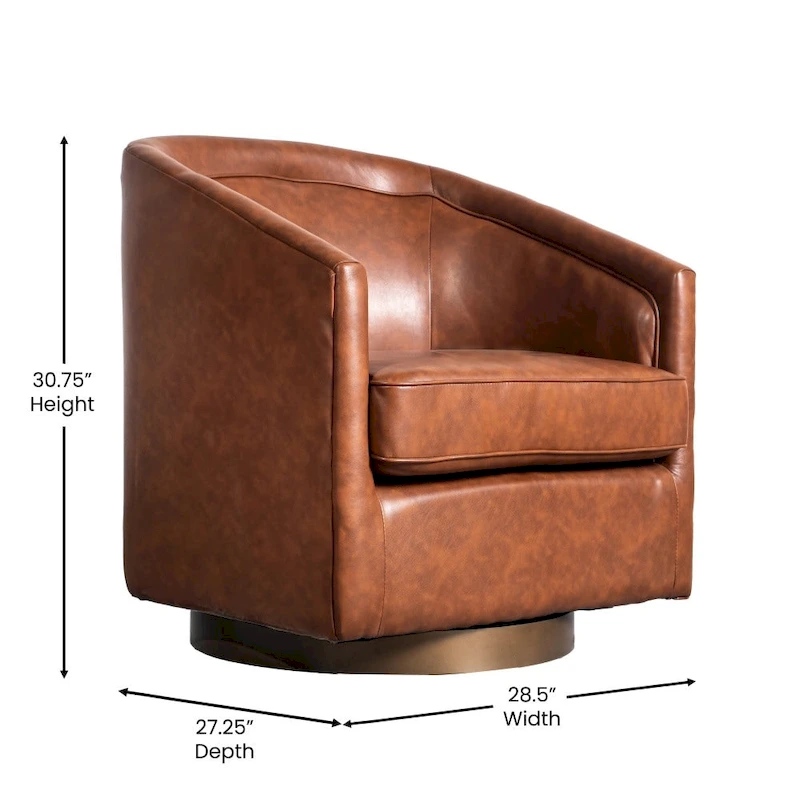 Barrel Accent Chair with 360 Swivel Vinyl Wrapped Base