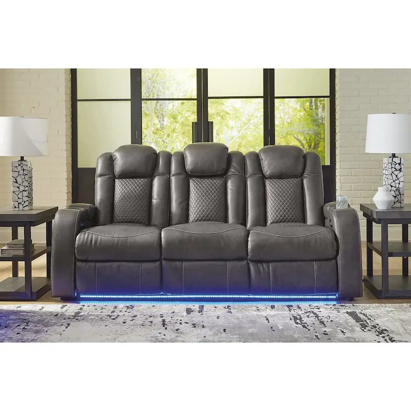 Power Reclining Sofa with LED Lighting and USB Charging