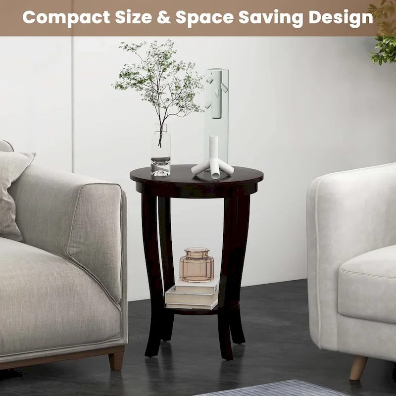 Costway 2 PCS 2-Tier End Table 18 Round Compact Sofa Side Nightstand - See Details