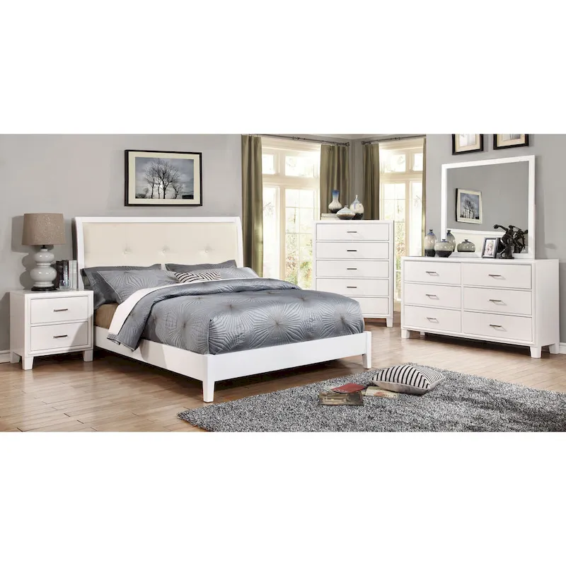 Grey / Brown Cherry / White Contemporary 6-Drawer Solid Wood Dresser, Single