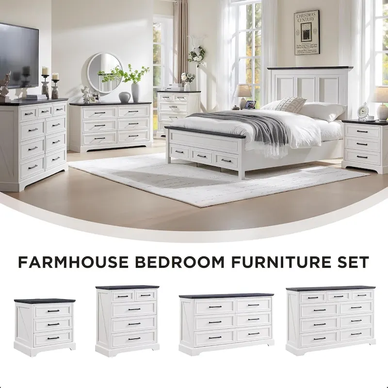 Blue / Grey / Brown / Off White / Black Rustic 9-Drawer Dresser