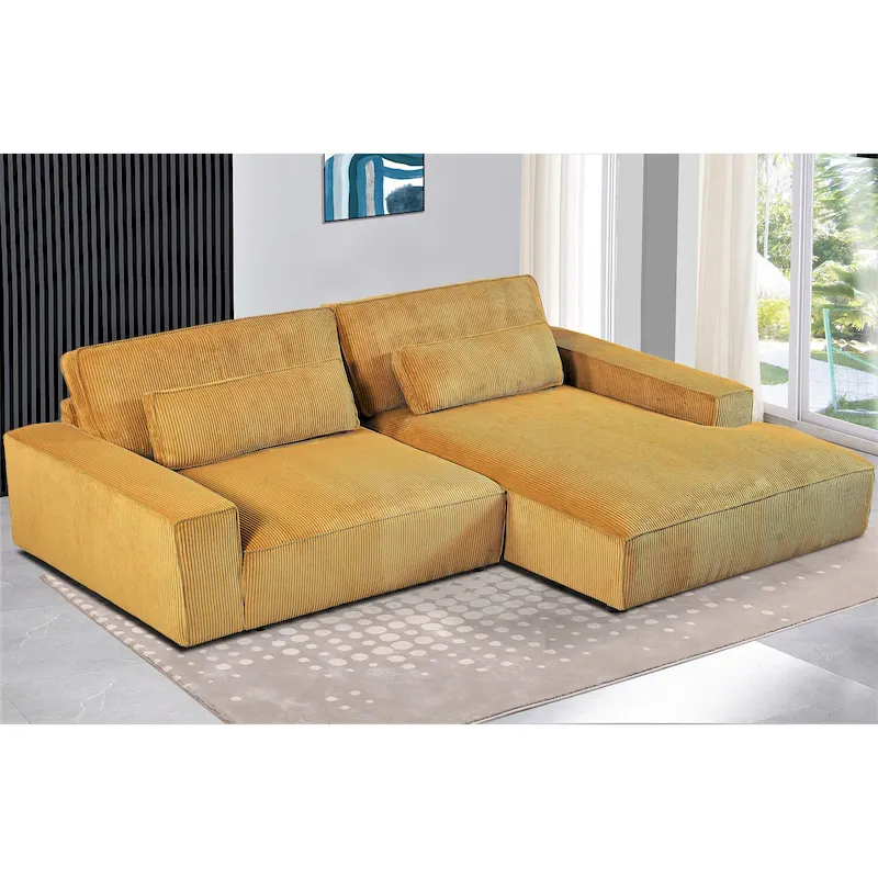 105.52 inch Corduroy Facing Chaise Sectional Oversize Sofa