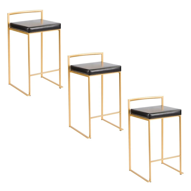 Silver Orchid Forrest Gold Stackable Fully Welded Counter Stool (Set of 3)