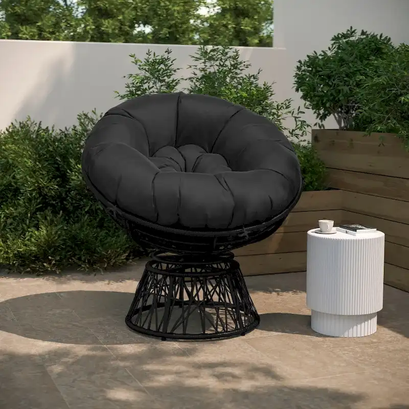 Papasan Swivel Patio Lounge Chair