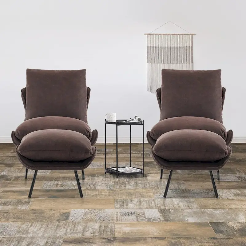 Leathaire Fabric Accent Chair with Ottoman