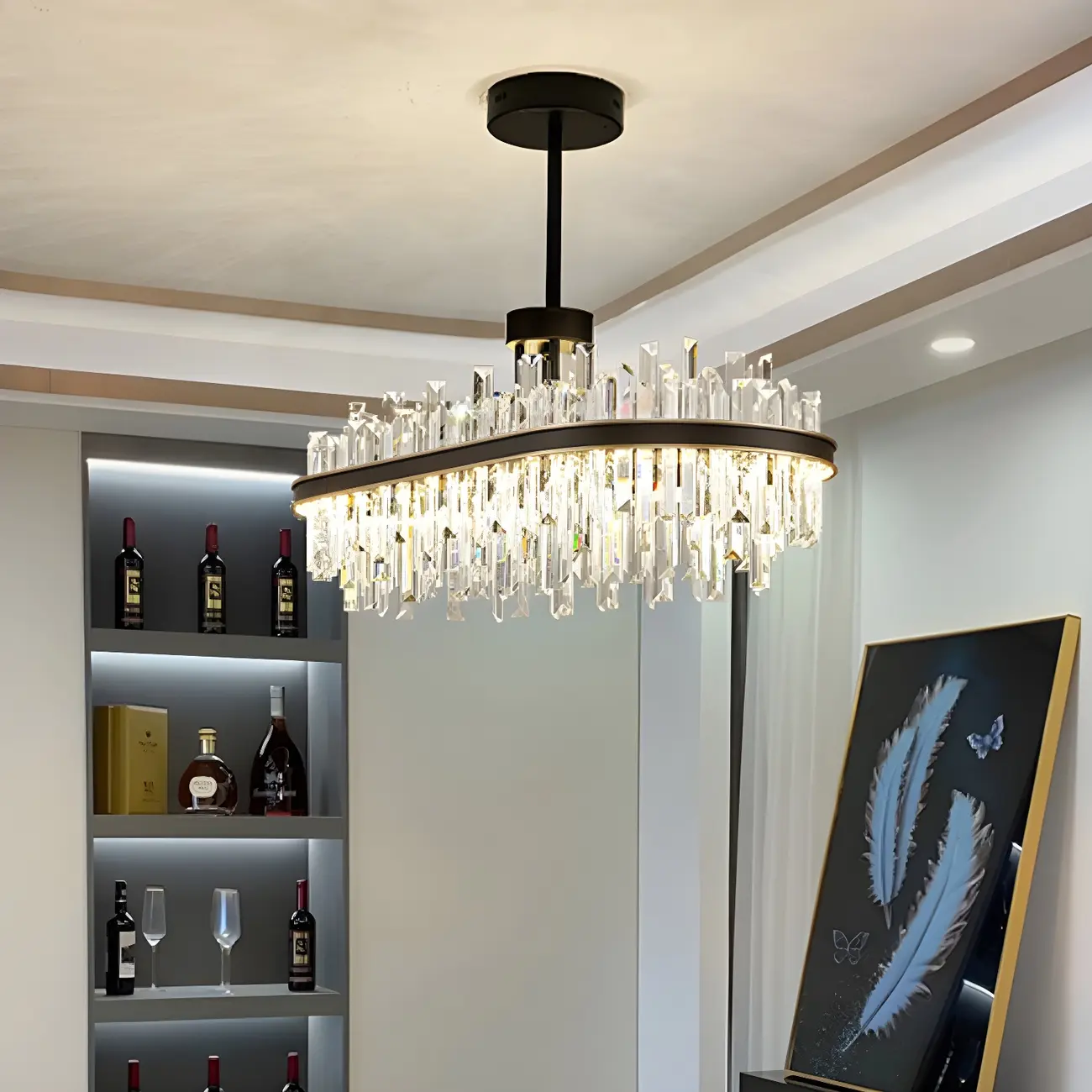 Modish Modern Black Crystal Island Pendant Light