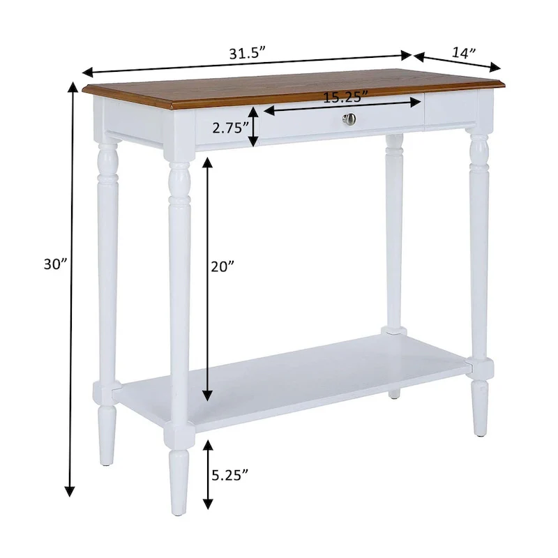 French Country 1 Drawer Hall Table with Shelf