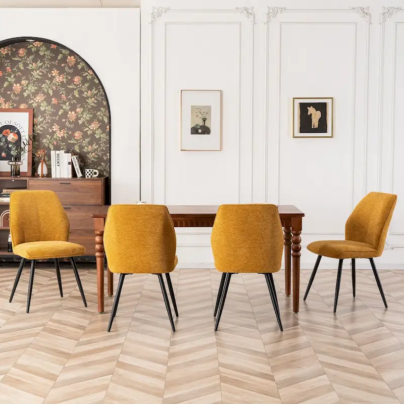 Mid Century Modern Armless Fabric Dining Room Chairs Set of 2