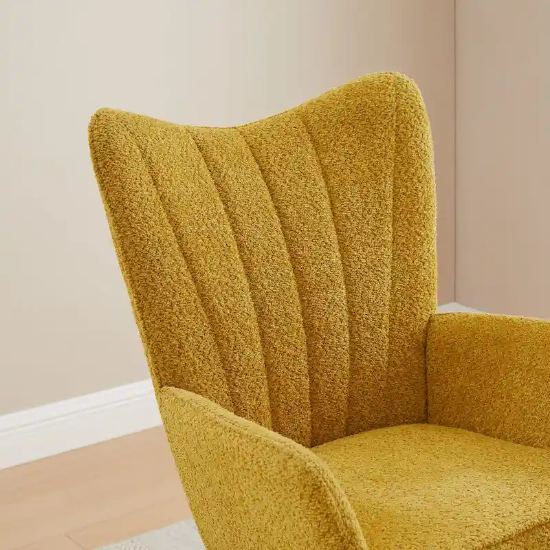 VANOMi 26.77 Wide Boucle Upholstered Nursery Rocking Chair with Wood Legs (Set of 2)