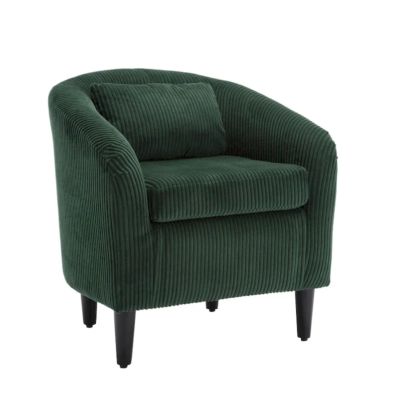 Emerald 24.8 Upholstered Barrel Chair with Wood Legs and Pillows