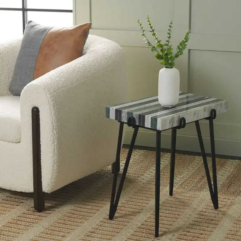 Velimirka Marble Top Side Table (Fully Assembled) - 19.5 In. W x 13.5 In. D x 20.5 In. H - 20Wx14Dx21H