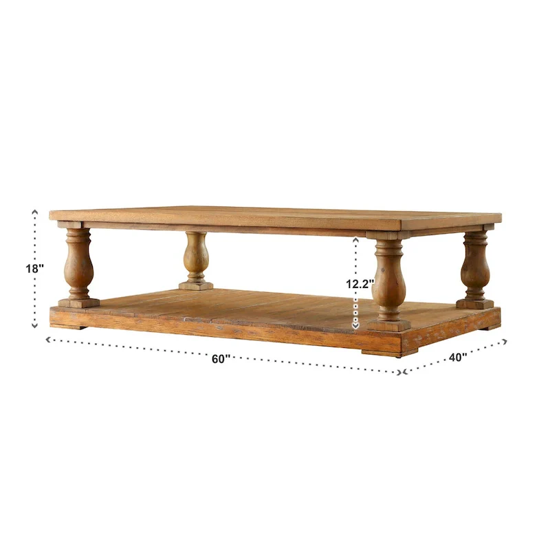 Rustic Baluster 60-Inch Coffee Table