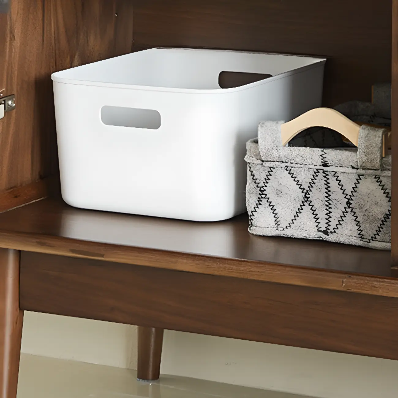 Scandinavian Brown Solid Wood Buffet Table with Drawers