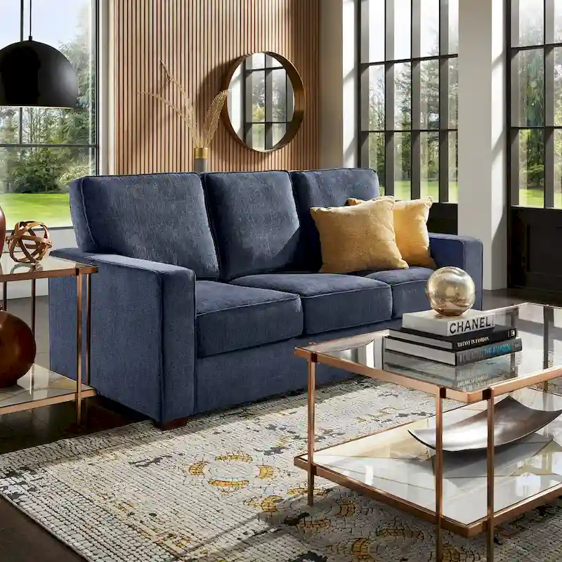 Fabric-cushioned square armchair sofa