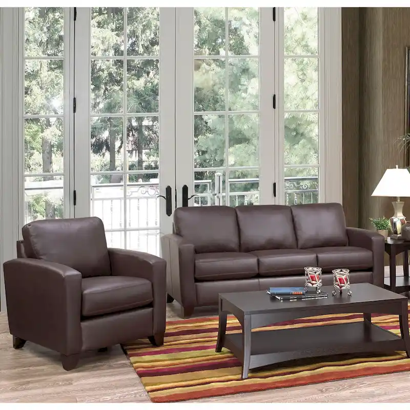 Italian Top Grain Leather Sofa and Chair