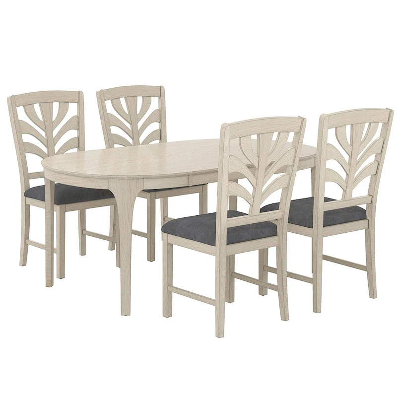 VECELO 5/7 Piece Dining Table Set Consist of an Oval Dining Room Table
