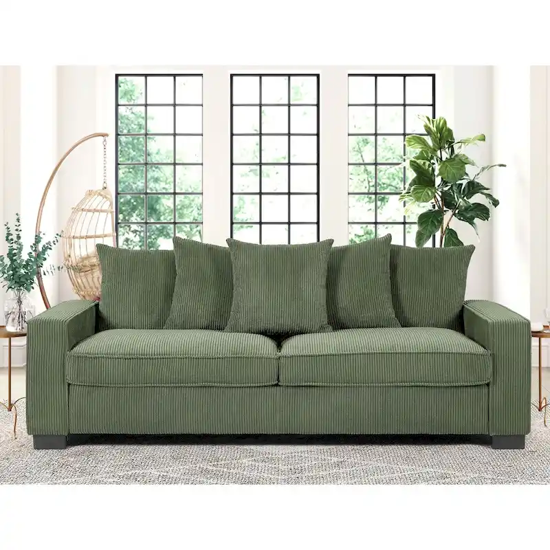 88-Inch Corduroy Sofa with Track Arms