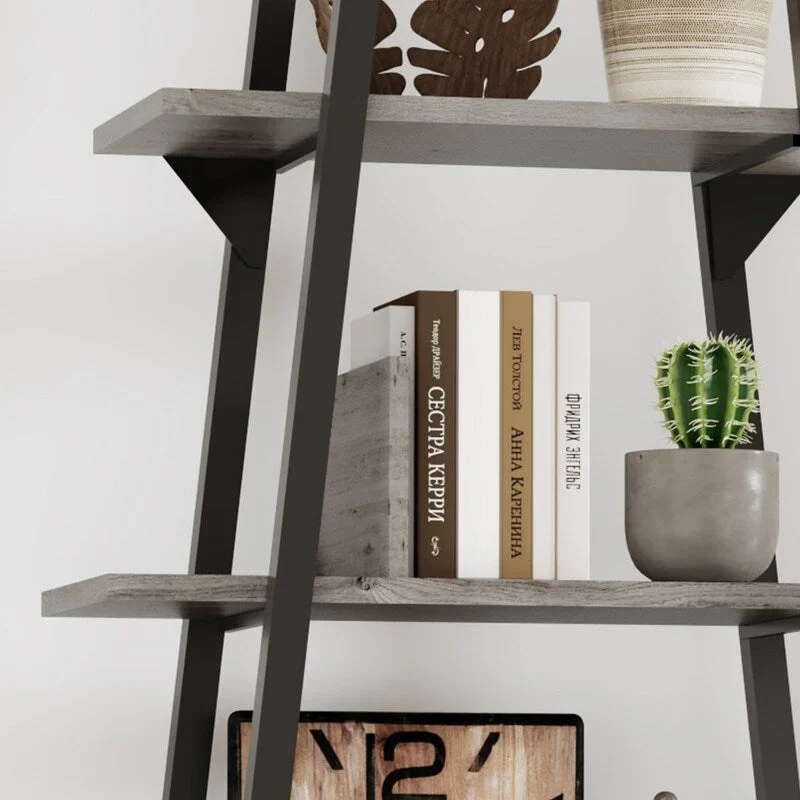 5-Tier Industrial Bookshelf with Metal Frame