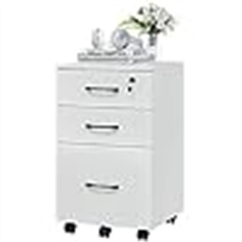 3 Drawer Wood Mobile File Cabinet - 26.5 D x 18.6 W x 6.9 H