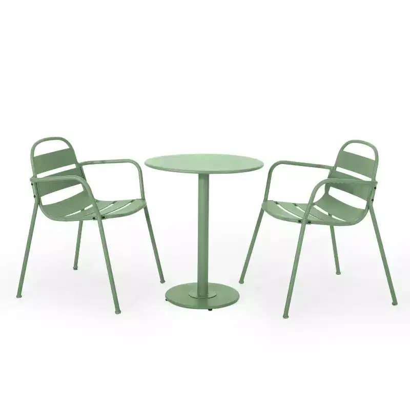 Christopher Knight Home Corey 3 Piece Outdoor Modern Metal Bistro Set with Open Slat Design