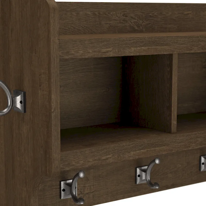 Woodland 40W Shoe Bench w/ Shelves & Wall Coat Rack by Bush Furniture