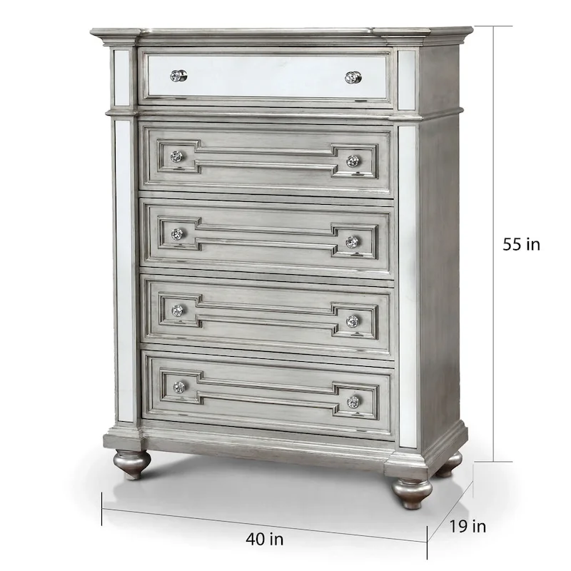 Eaen Glam Champagne Solid Wood 5-Drawer Chest by Furniture of America
